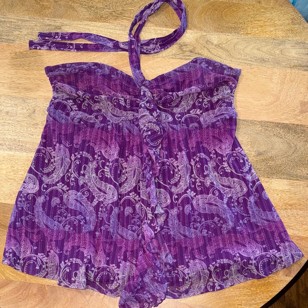 Y2K Express Purple Paisley Halter Top